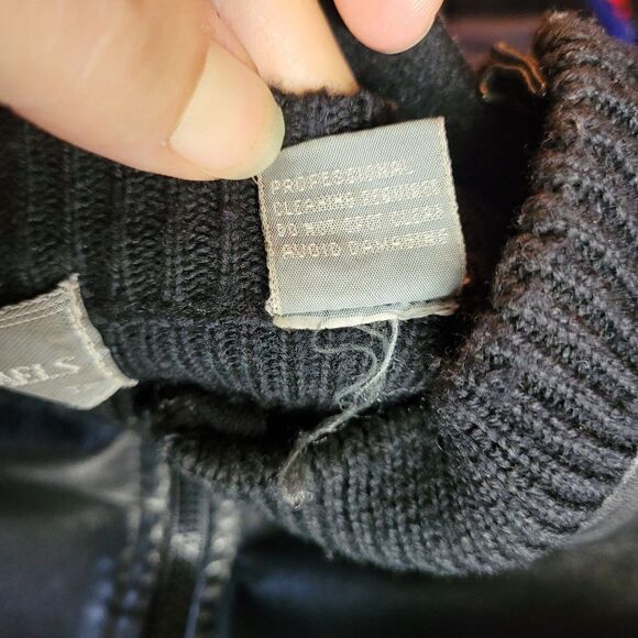 Mens Vintage 80s Leather Jacket Zip MJ Heart Beat Inlay Wool Black M Streetwear - Picture 13 of 14